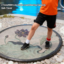 28 in Manhole Cover, Well Covers for Yard Decorative, Stepping Stones Outdoor Lotus Leaf and Lotus Relief Pattern Sandstone Materials