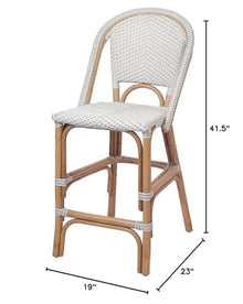 Home Square 25.5" Rattan Bistro Counter Stool in White - Set of 2