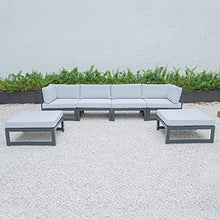 LeisureMod Chelsea Outdoor Patio 6-Piece Conversation Set Light Grey