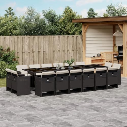 AMBERARD Patio Dining Set Set of 16 Black Furniture Set