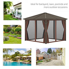 Outsunny 10' x 10' Hardtop Gazebo with Curtains and Netting Coffee Brown