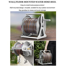 Garden Hose Reel with Hose, Wall Mounted/Portable Tote Hose Reel Cart with 5 Sprayer Modes Nozzle, Heavy Duty Stainless Steel Hose Holder Hose Hanger, Outside Water Pipe Rack Winding Tool