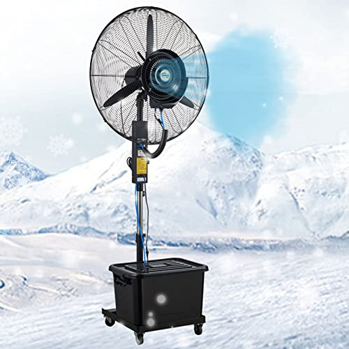 KUYBTU Oscillating Misting Fan with Pedestal Stand, 3 Speed Settings, Large 43L Water Tank, Ideal for Outdoor Cooling On Patios, Restaurants, Garages, and Gyms