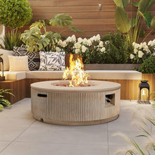 Merax 38'' MGO Propane Outdoor Fire Pit with Vertical Stripe Design, Black