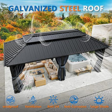 HOTEEL 12x20 Hardtop Gazebo on clearance with Metal Roof & Drainage System, Heavy Duty Galvanized Steel Gazebo with Aluminum Frame, Privacy Curtains and Netting, for All-Weather, Black (2026 Upgraded)