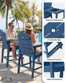 YEFU Tall Adirondack Chairs Set of 4, Oversize Balcony Adirondack Chair Set