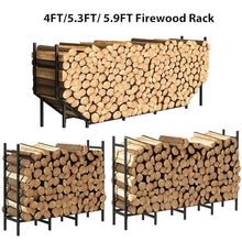 GenSDH Firewood Log Rack Adjustable Heavy-Duty Metal Firewood Rack 4Ft, 5.3Ft, .9Ft for Indoor/Outdoor Storage,5.3ft Firewood Rack