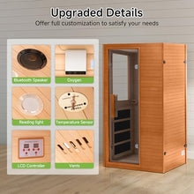 RESTISLAND 1 Person Infrared Sauna, Home Sauna Hemlock Wooden Indoor Dry Saunas Room, Low EMF 950W/110V Heaters Panels, Bluetooth Speakers, Reading Lamp