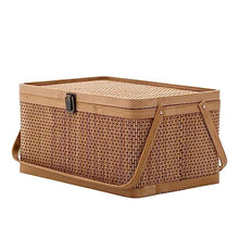 FENOKD Picnic Baskets Woven Storage Basket Country Basket Picnic Basket Egg Basket Cover Basket Woven Holiday Supplies Box，