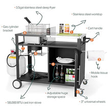 OuterMust Outdoor Propane Deep Fryer, 85,000 BTU Outdoor Fryer Station Movable Propane Fish Fryer Cart Stainless Steel Top & Storage Cabinet Ideal for Fish & Turkey Frying