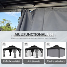 Aoxun 12Ft x 14Ft Hardtop Gazebo with Breathable Netting and Curtains Gray