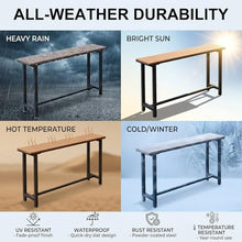 MISXEOE Outside Patio Bar Table Extra Long 47.2"-102.4", Outdoor Wood High Bar Table Counter Height Tables, Weather Resistant for Balcony, Pool, Garden, Backyard(Black 2,86.6"x15.7"x41.3")