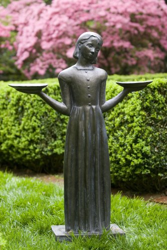 Sylvia Shaw Judson Collection Bird Girl Large Statue with Pedestal 37.5h Bronze Finish