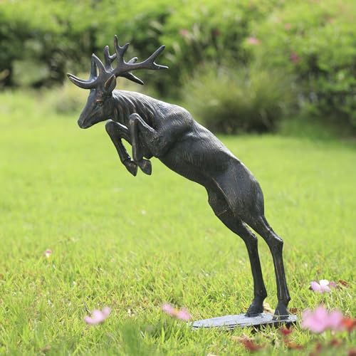 SPI Leaping Stag Garden Sculpture 37.5" x 28" x 11" 22 lbs. Aluminum