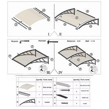 Window Door Awning Canopy,Front Door Canopy Outdoor Canopy Sun Shade Shelter,Thick 0.1in,Quality 100% Shatterproof Transparent Polycarbonate Cover,Sun Protection,142 Size (47"x142")