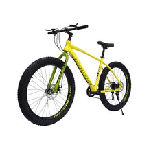 Generic 26 Inch Mountain Bike Men's Fat Tire Bicycle 26-Inch Wheels 3-Inch Wide Tire 7-Speed Steel Frame Double Disc Brake Yellow