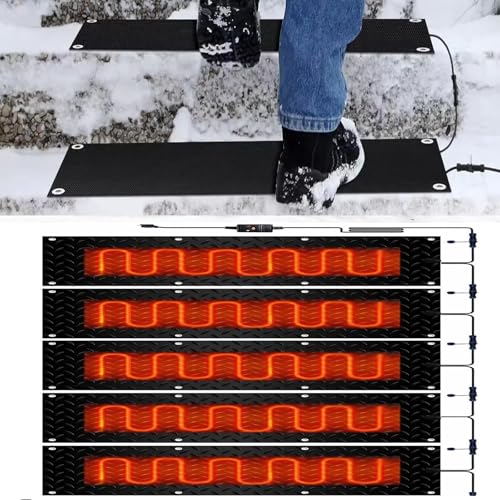 CSGDOQY Electric Snow Melting Mats for Outdoor Walkways and Stairs - Anti-Slip Rubber Heating Mats for Winter Snow Removal(30x150cmx5Pcs)
