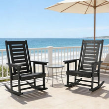 Amgalers 2Pcs Outdoor Rocking Chairs, Porch Patio Rockers with Slatted Seat 265LBS Capacity for Gardens, Backyards, Balconies(Black)