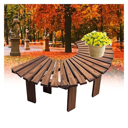 BXKCFYBSQ Semicircular Outdoor Benches,Wooden Tree Bench Wrap Around,Park Patio Chair,Wood Strips Spliced ​​Together,Shape Extends Infinitely,for Patio Park Lawn(Color1)