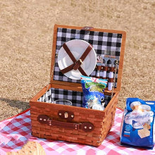 ZYBB Willow Picnic Basket Set with Cutlery for 2 People 33X27x19cm
