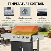 4-Burner Propane Gas Grill with, Outdoor BBQ Grill with Built-in Thermometer, Storage Cabinet, for Backyard Patio & Family BBQ