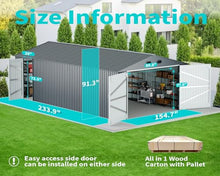 20 x 13 FT Outdoor Storage Shed, Large Metal Garden Shed with 2 Lockable Doors, Tool Sheds Outdoor Storage with 4 Air Vents, Garage Sheds Waterproof for Car, Truck, Bike, Garbage Can, Tool, Dark Gray
