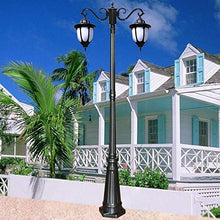 2-Lights Antique Victoria Street Light Retro Ip54 Waterproof Aluminum Metal Pillar Lantern Outdoor Landscape High Pole Post Lighting E27 Courtyard Park Lawn Column Road Post Lamp Individualit ( Heig