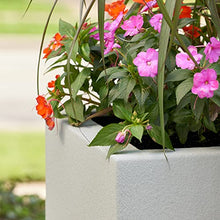 PolyStone Kensington Pedestal Planter – 16" x 16"x 36" – Tall Lightweight Indoor/Outdoor Planter Box – Modern Stone-Look Resin – All-Weather w/Drainage Hole – Made in USA – Concrete Gray