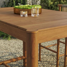 Modway Eleni 56-Inch Outdoor Teak Wood Bar Table in Natural – Rectangular Patio Bar Table with Slatted Top for Patios, Decks, Or Gardens