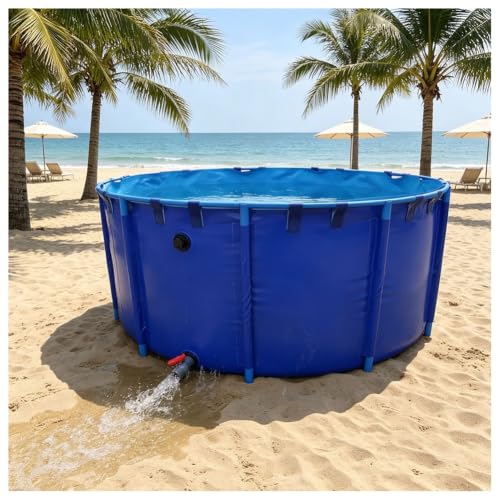 Round Outdoor Fish Pond Pool with Durable Frame, Large Collapsible Canvas Stock Tank Pond, for Koi Pond Culture Agricultural Irrigation Water Storage Tank(2x0.6m-1.8T)