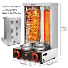 Eastnmythet Home Vertical Rotisserie Oven Grill, Gas Doner Kebab Machine, Stainless Steel Grill Rotating Oven with 2 Burners