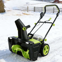 EXSHUING Easy Start Cordless Snow Blower, Electric Snow Blower with Led Lights, Clears 20-Inch (50 Cm) Width & 10-Inch (25 Cm) Depth, Ideal for Driveways and Patios, Includes 2 Batteries