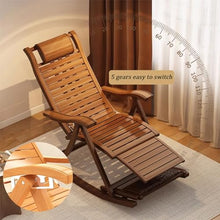 MHJKHG Foldable Recliner, Rocking Chair with Massage Footrest, Elderly Adult Lounge Chair, Adjustable Backrest, Outdoor Rocker Armchair, Bamboo Leisure Chair, Bearing Capacity 3，Natural One Size