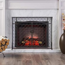 Fireplace Screen Iron Fireplace Screen Fire Protection Fence Matte Black Screen Fireplace Decoration Accessories Screen Fireplace Fire Screen (Color : B)