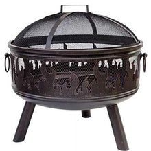Garden Fire Pit,Outdoor Wood Burning Firebowl Fireplace with Poker Spark and Screen Retardant Mesh Lid for Backyard Camping