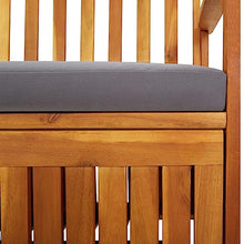 HKTMGDNG 67 Inch Solid Acacia Wood Outdoor Storage Bench with Cushion