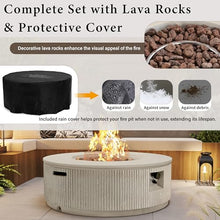Merax 38'' MGO Propane Outdoor Fire Pit with Vertical Stripe Design, Beige