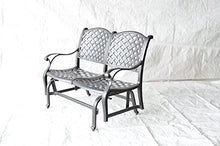 Nassau Outdoor Patio Bench Glider Dark Bronze Color Cast Aluminum Set of 2, Walnut Cushions