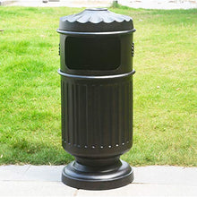 YUHUAWF Outdoor Trash Can Outdoor Trash Can Cast Aluminum Recessed Panel Garbage Can Single Outdoor Metal Waste Bin with Decorative Panel, 10.5 Gallons in Backyard, Deck, or Patio