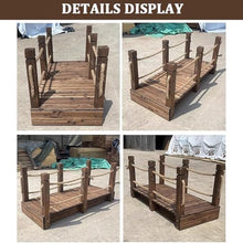 TT-YEL Outdoor Wooden Garden Bridge with Rope Handrail, 4.6/5.9Ft Rectangular Footbridge, Vintage Country Pond Bridge Decoration, 300Kg Load-Bearing, Walking Landscape Bridge,L180×w80×h65cm