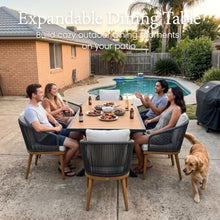LayinSun Outdoor Patio Dining Set for 5, 60" - 82" Expandable Outdoor Dining Table and 4 Chairs