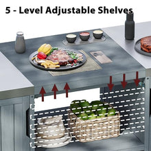 QUGURLID 66.5" Outdoor Kitchen Island for Grills, Solid Wood Outdoor Grill Cart for Tabletop Grill with Stainless Steel Top, Drawer (Gray)