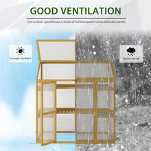 KEIKI Wooden Cold Frame Greenhouse, Large Outdoor Polycarbonate Garden Greenhouse Cabinet, Lean-to Green House Cabinet w/ Transparent Openable Top, Adjustable Shelves, Double Door for Outdoor Indoor