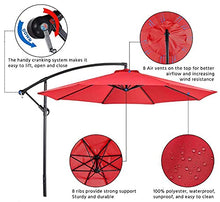 RWGOVLU 3M/10FT Garden Parasol, Patio Cantilever Umbrella, Outdoor Hanging Sun Shade Canopy with Crank Handle & Height Adjustable for Garden Backyard Pool,3 Green