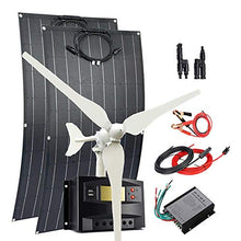 300W Solar Wind Power Kit Battery Charging System: 100W Wind Turbine Generator + 2pcs 100W Flexible Mono Solar Panel(Bump Surface) + Wind Controller + Solar Charge Regulator + Cables