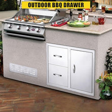 IDEALHOUSE Outdoor Kitchen Drawer 33''W x 22''H x 22''D, BBQ Access Door Drawers Combo with Paper Towel Rack, Stainless Steel Outdoor Kitchen Cabinets for BBQ Island Grill Station Storage Cabinet