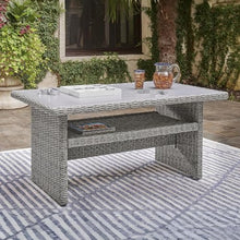 Signature Design by Ashley Naples Beach Contemporary Outdoor Rectangle Multi-Use Table, Light Gray
