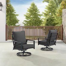 Oakland Living Pair of Black Aluminum Patio Deep Seating Swivel Rocker Club Chairs with Black Cushions
