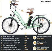GELEISEN Electric Cruiser Bike 26" 750W 14.5Ah Green