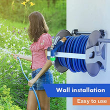 JTYMZYY Portable/Wall Hose Reel Set, Outdoor Hose Holder Storage, Heavy Duty Garden Hose Reel with Flexible 2/1" PVC Rubber Hose, Home Hose Storage Solution,35M